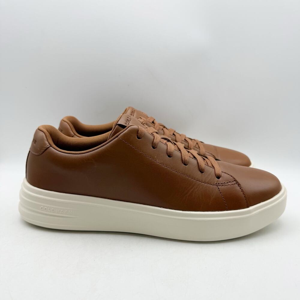 Cole Haan Mens Grand+ Court Sneakers US 9.5 M Tan Brown Leather EUC